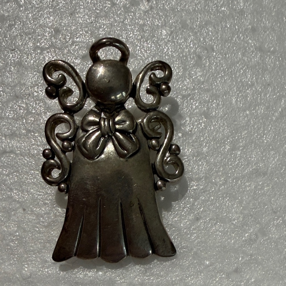 2” Vintage Silver Angel Pendant